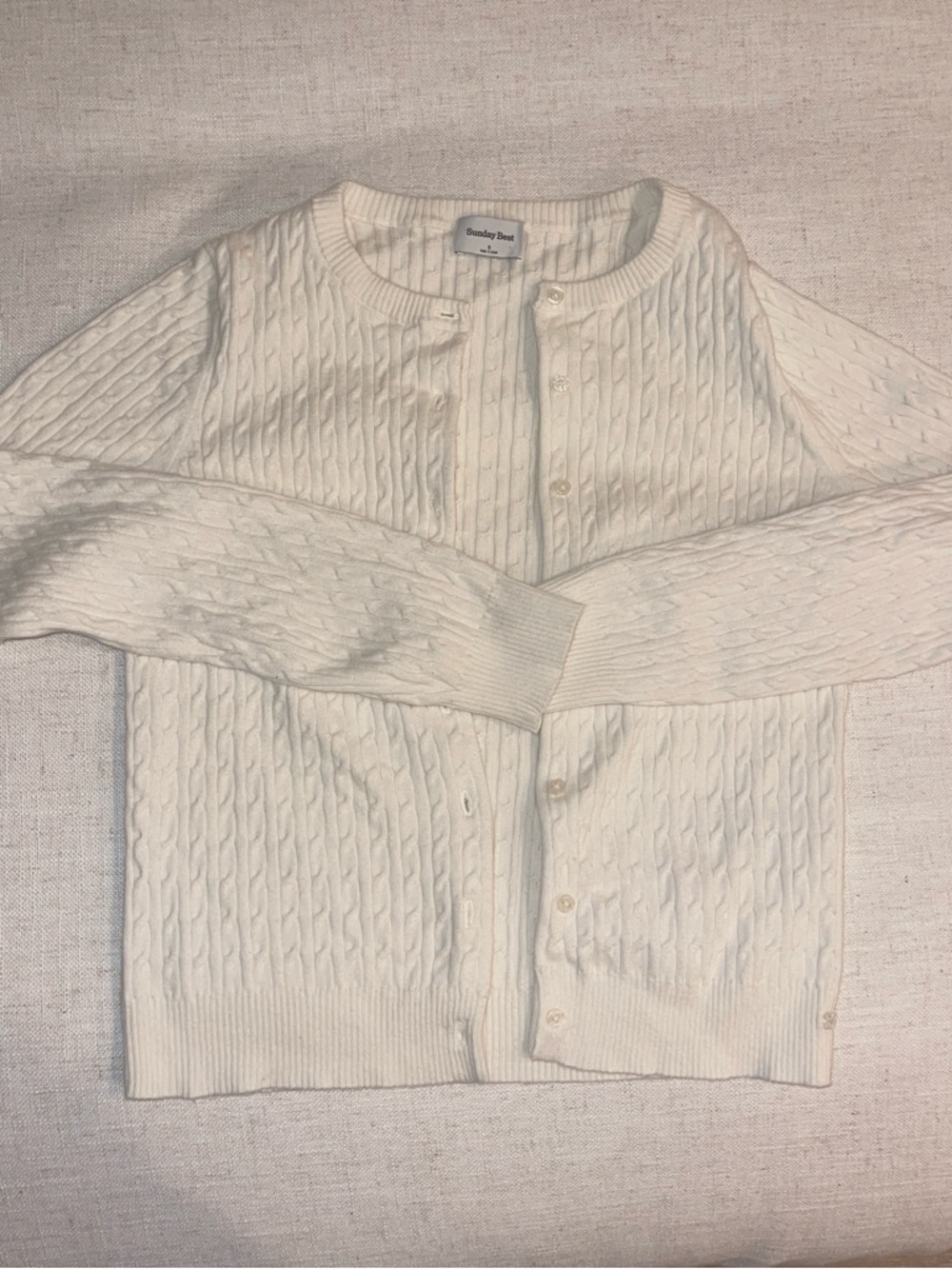 Aritzia Cream Cable-Knit Button Cardigan
